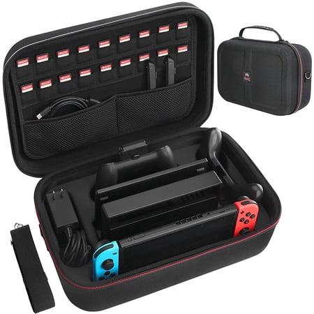 HEYSTOP Carrying Storage Case Compatible with Nintendo Switch/Switch OLED Model, Switch Case with 18 Games Cartridges Protective Travel Carrying Bag for Nintendo Switch Console & Accessories, Black