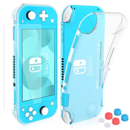HEYSTOP Case Compatible with Nintendo Switch Lite, with Tempered Glass Screen Protector and 4 Thumb Grip, TPU Protective Cover for Switch Lite with Anti-Scratch/Anti-Dust (Turquoise)