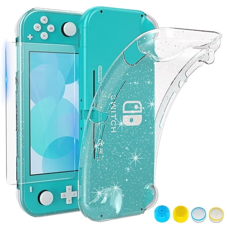 HEYSTOP Case Compatible with Nintendo Switch Lite, with Tempered Glass Screen Protector and 4 Thumb Grip, TPU Protective Cover for Switch Lite with Anti-Scratch/Anti-Dust (Turquoise)