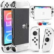HEYSTOP Case Compatible with Nintendo Switch OLED Model 2021, Dockable PC Protective Cover with Comfortable TPU Joy-Con Grip Case and 6 Thumb Stick Caps