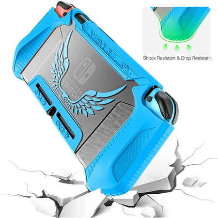 HEYSTOP Case Compatible with Nintendo Switch Case Screen Protector,TPU Protective Heavy Duty Cover Case for Nintendo Switch with Shock Absorption and Anti-Scratch (Blue)