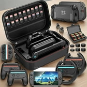 HEYSTOP Case for Nintendo Switch 2 Accessories Bundle with Switch 2 Dockable Protective Cover Switch 2 Tempered Film,Switch 2 Racing Wheels Joycon Grip Cover for Nintendo Switch 2 Controller