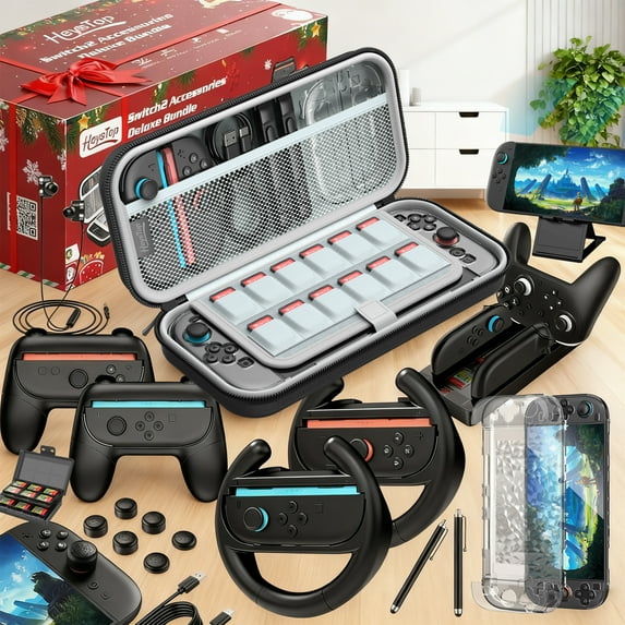 HEYSTOP Complete Protection & Gameplay Bundle for Nintendo Switch 2 | Includes Carrying Case, Screen Protector, Racing Wheels, Charging Dock & 20+ Essentials