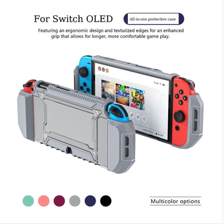 HEYSTOP Dockable Case Compatible with Nintendo Switch OLED Model 2021 with 2 Game Card Slots,Ultralight Shockproof Protective Cover