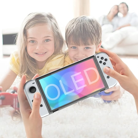 HEYSTOP Dockable Case for Nintendo Switch OLED Model TPU Case Protective Case Cover for Nintendo Switch OLED Model and Joy-Con Controller with Tempered Glass Screen Protector and 6 Thumb Caps