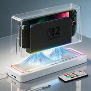 HEYSTOP Dust Cover for Nintendo Switch 2, Rgb Light Cooling Fan Dock Station, Quiet Heat Dissipation Protective Shell with Remote Control, Extra Usb Ports for Switch 2, Switch Oled and Original Switc