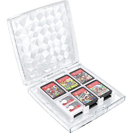HEYSTOP Game Card Case for Nintendo Switch/Switch Lite/Switch OLED,Switch Game Case Protective Hard Portable Switch Game Holder with 12 Switch Games Storage and 2 Micro SD Storage, Clear