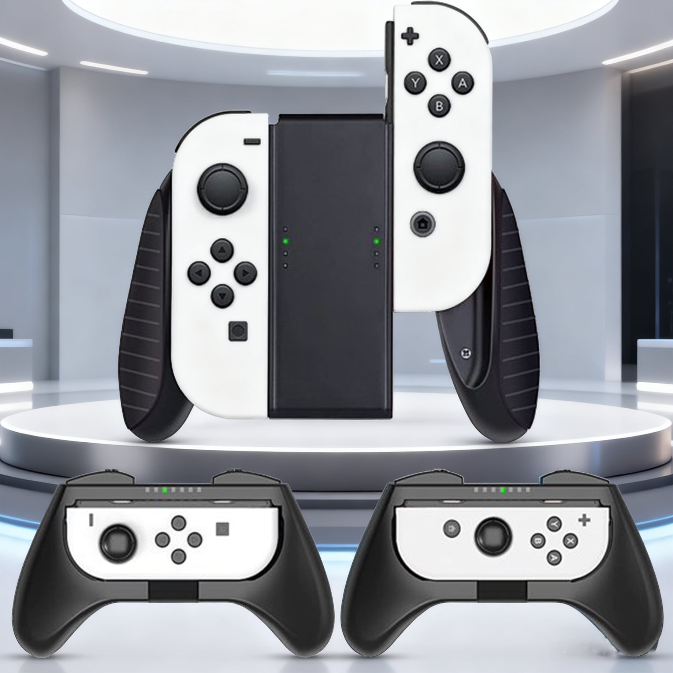 HEYSTOP Grip Compatible with Nintendo Switch/Switch OLED Joy-Con, 3 Pack, Wear Resistant Game Switch Controller Handle Case Kit for Nintendo Switch Joy Con, Black