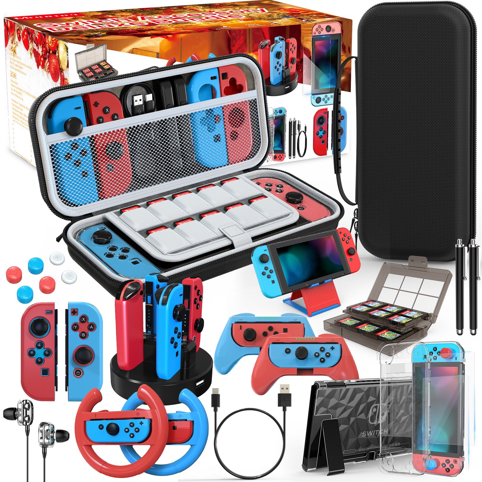 HEYSTOP Nintendo Switch 27 in 1 Accessories Bundle with Carrying Case ...