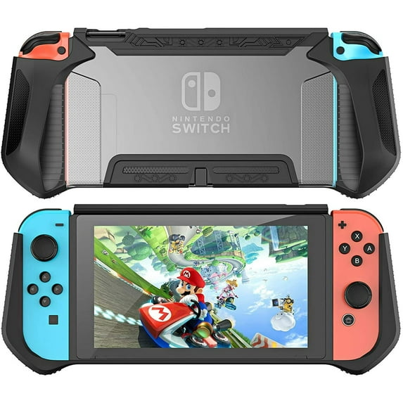 HEYSTOP Nintendo Switch Case Protector with Screen Protector Shock Absorption and Anti-Scratch, Transparent