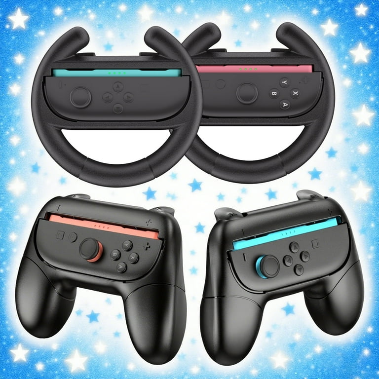 HEYSTOP Nintendo Switch Joy-Con Wheel Accessory (4 Pack