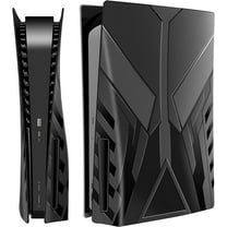 HEYSTOP PS5 Faceplate Cover Case Skin for PS5 Console, PS5 Black Side Plates Shell for Playstation 5 Disc Edition, Replacement Plate for PS5 Accessories