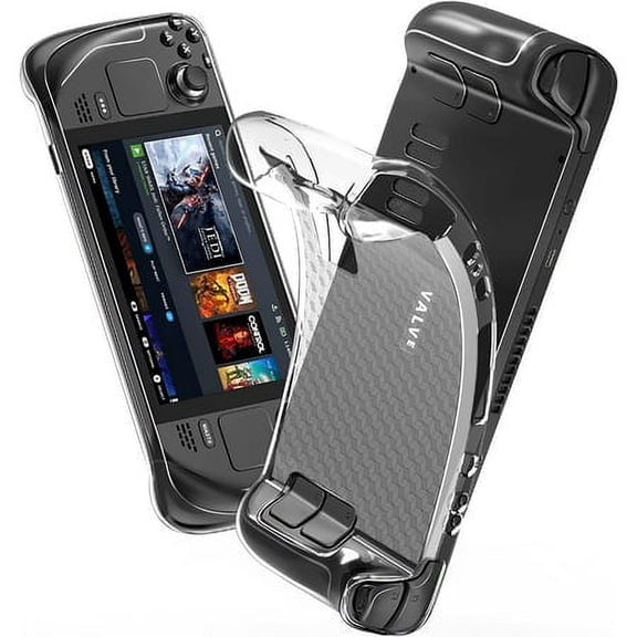 HEYSTOP Steam Deck Protective Case Clear, TPU Soft Cover Protector with Full Protection, Shock-Absorption, Anti-Slip & Scratch Design, Steam Desk Accessories