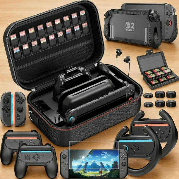HEYSTOP, Switch 2 Accessories Bundle, 26 in 1 Game Kit, Black