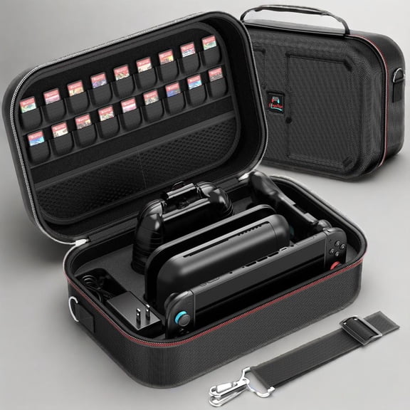 HEYSTOP Switch 2 Carry Case Compatible with Nintendo Switch 2,with 18 Games Cartridges Waterproof and Dustproof Travel Case for Switch 2 and Switch 2 Accessorieswith Handles and Shoulder Straps