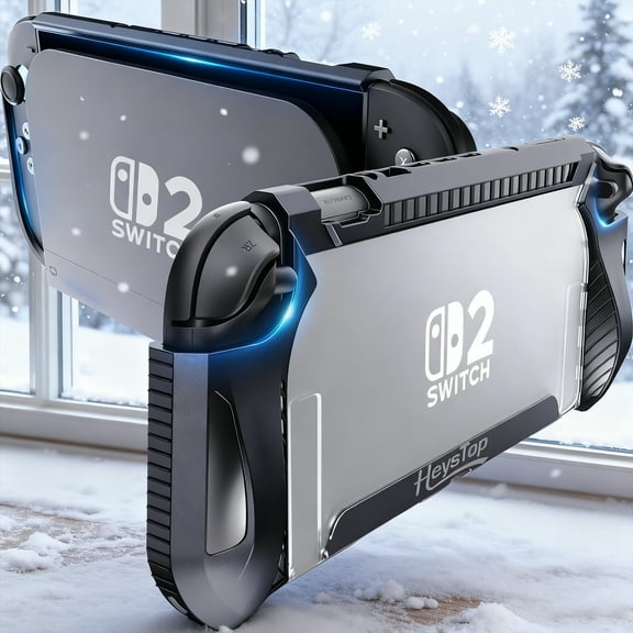 HEYSTOP Switch 2 Case Compatible with Nintendo Switch 2 Dockable Case Cover, Switch 2 Protective TPU Case with Screen Protector and 6 Thumb Grips, HD Tempered Glass, Shock Absorption and Anti-Scratch