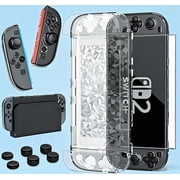 HEYSTOP Switch 2 Case for Nintendo Switch 2 Accessories2025, Protective Case with Screen Protector, Switch 2 Transparent Cover with Protective Film and Grip Cover,AntiScratch and Shock Absorption