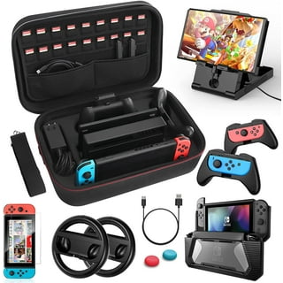 Deruitu Switch Accessories Bundle Compatible with Nintendo Switch, Kit with  Carrying Case, Screen Protector, Compact Playstand, Game Case, Joystick