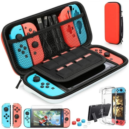 HEYSTOP Switch Carrying Case for Nintendo Switch Case with Screen Protector, 9 in 1 Nintendo Switch Old Case Accessories Kit and 6 Pcs Thumb Grip,Package Compatible Switch OLED Protective Case