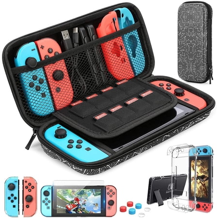 HEYSTOP Switch Carrying Case for Nintendo Switch Case with Screen Protector, 9 in 1 Nintendo Switch Accessories Kit and 6 Pcs Thumb Grip, Nintendo Switch Protective Case