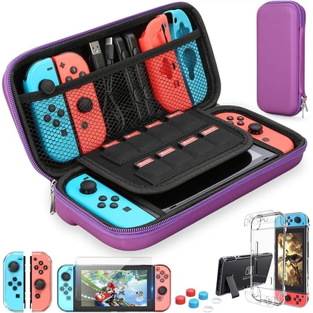HEYSTOP Switch Carrying Case for Nintendo Switch Case with Screen Protector, 9 in 1 Nintendo Switch Accessories Kit and 6 Pcs Thumb Grip, Nintendo Switch Protective Case