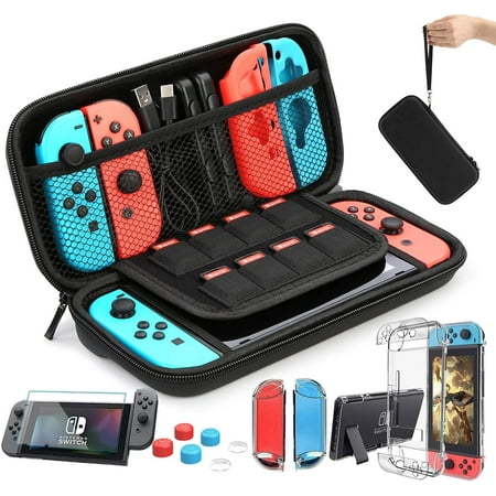 HEYSTOP Switch Case Compatible with Nintendo Switch, 9 in 1 Accessories kit with Carrying Case, Dockable Protective Case, HD Screen Protector and 6pcs Thumb Grips Caps