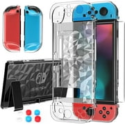 HEYSTOP Switch Case for Nintendo Switch Case Dockable with Screen Protector, Clear Protective Case Cover for Nintendo Switch and JoyCon Controller with a Switch Tempered Glass Screen Protector