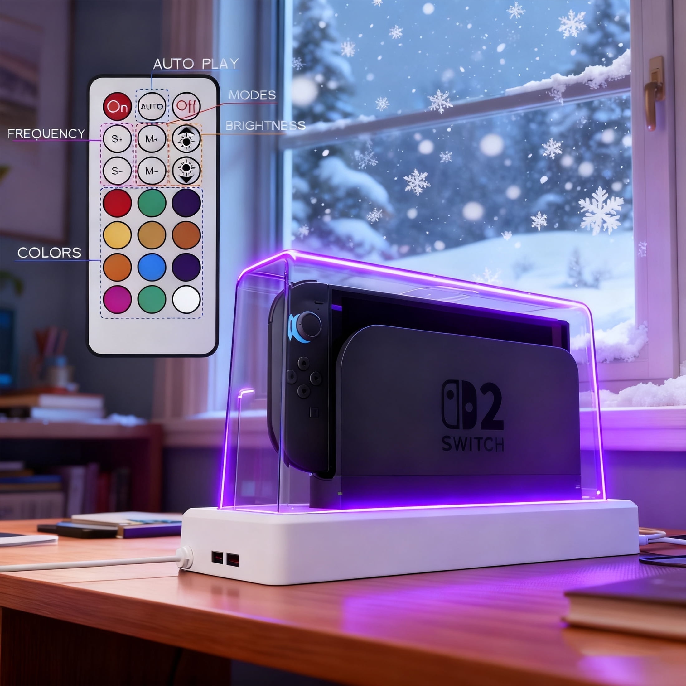 HEYSTOP Transparent Dust Cover with LED Light for Nintendo Switch 2 & Switch OLED & Switch Charging Dock,Anti Scratch Waterproof Protective Clear Cover Sleeve Display Box and Flash Base