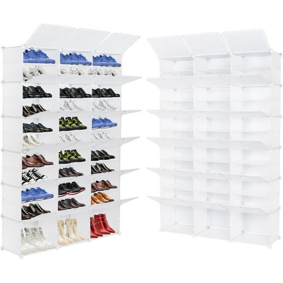 HEYWU 12-Tier Shoe Rack, White, Holds up to 72 Pairs of Shoes