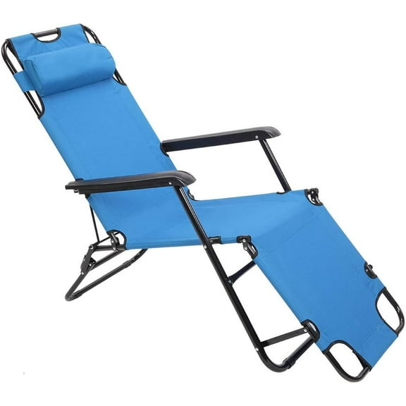 HEYWU Dual Purposes Steel Extendable Folding Reclining Chair, Blue