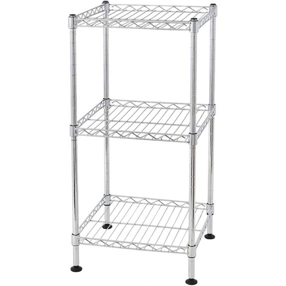 Changeable Assembly Floor Standing Carbon Steel Storage Rack Wire Shelves Unit Adjustable Metal Shelf Rack Kitchen Storage Organizer (Silver, 3-Layer)
