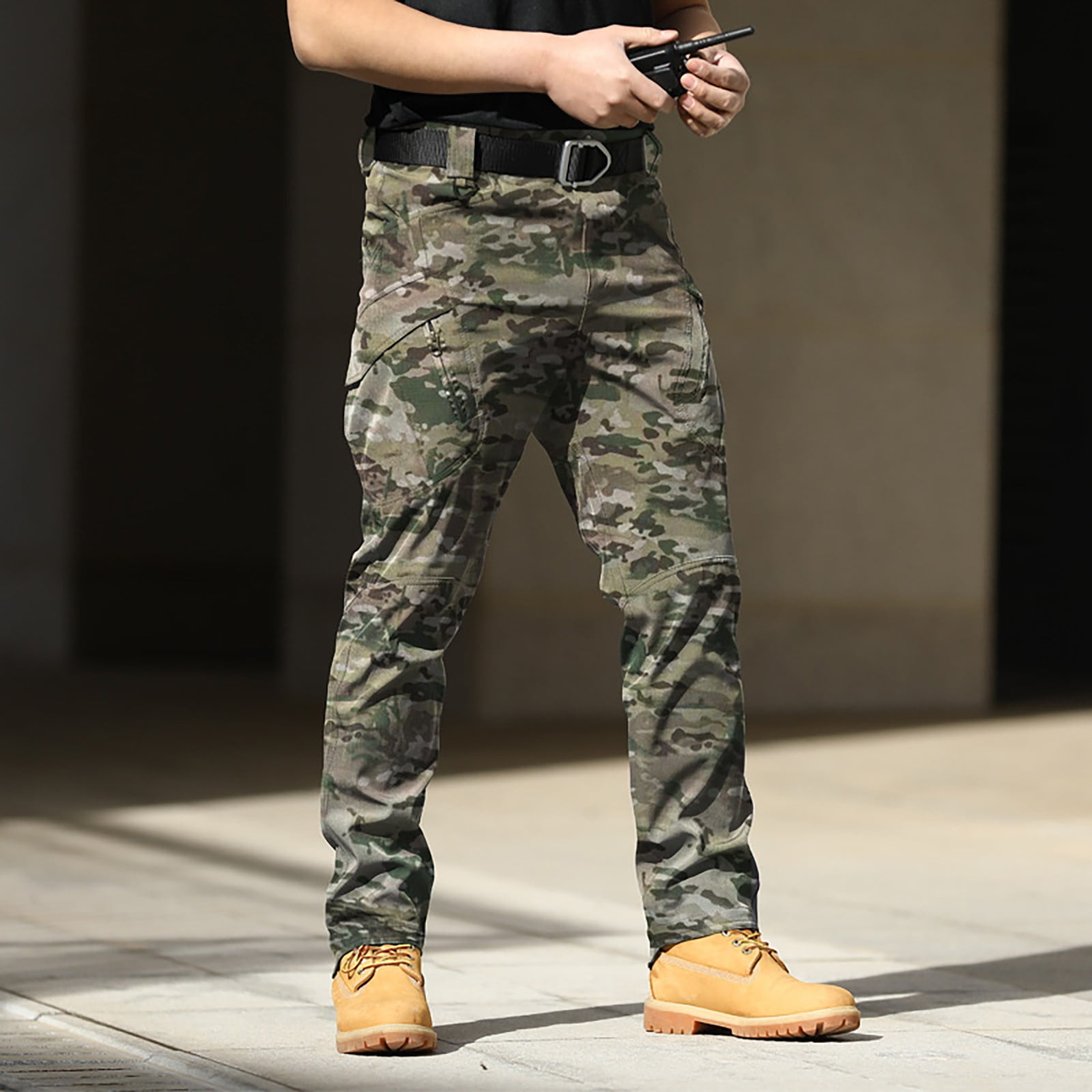 Men's 3D Leaf Print Camouflage Pants - Durable Multi-Pocket Workwear