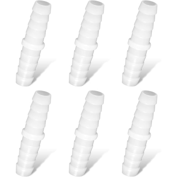 HEZIFQ 6 Pcs Plastic 3/8 Barb Fitting, 3/8" X 3/8" Barbed Hose Connector Barbed Splicer 3/8 Hoses Repair Kits Soaker Hoses Repair Kit for Household Fuel Adapters Gas Aquarium Liquid Repairing