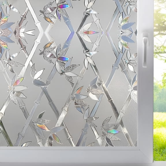 HEZIFQ Window Privacy Film, Window Vinyl Glass Covering, Stained Glass Decorative Film, Window Film Privacy Frosted, Static Window Clings, 18X40Inch