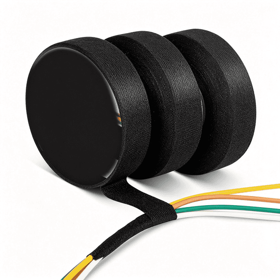 HEZIFQ Wire Electrical Tape, 3/4 Inch x 50 Feet Felt Cloth Electric Tape Noise Dampening High Temp Wiring Loom Harness, Self-Adhesive Fabric Tape for Automotive Engines Wrap Protection, 3 Rolls