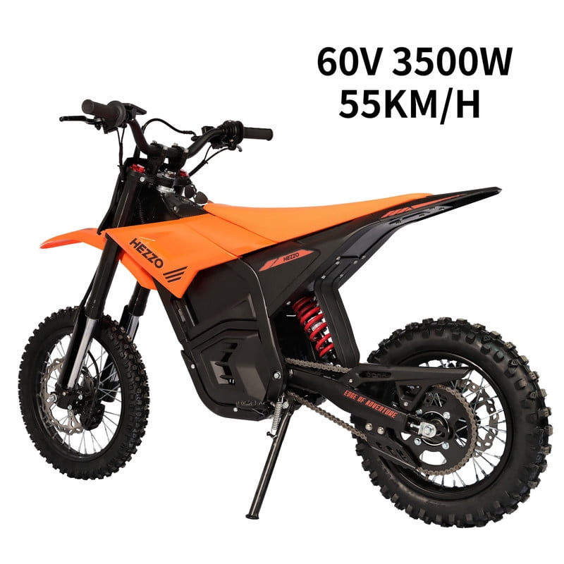 HEZZO D3 Electric Dirt Bike for Adult Teens,3500W Motor Up to 37 mph,60V 30Ah Battary, 14" Wheels, Hydraulic Disc,Full Suspension,160NM E-Motorcycle