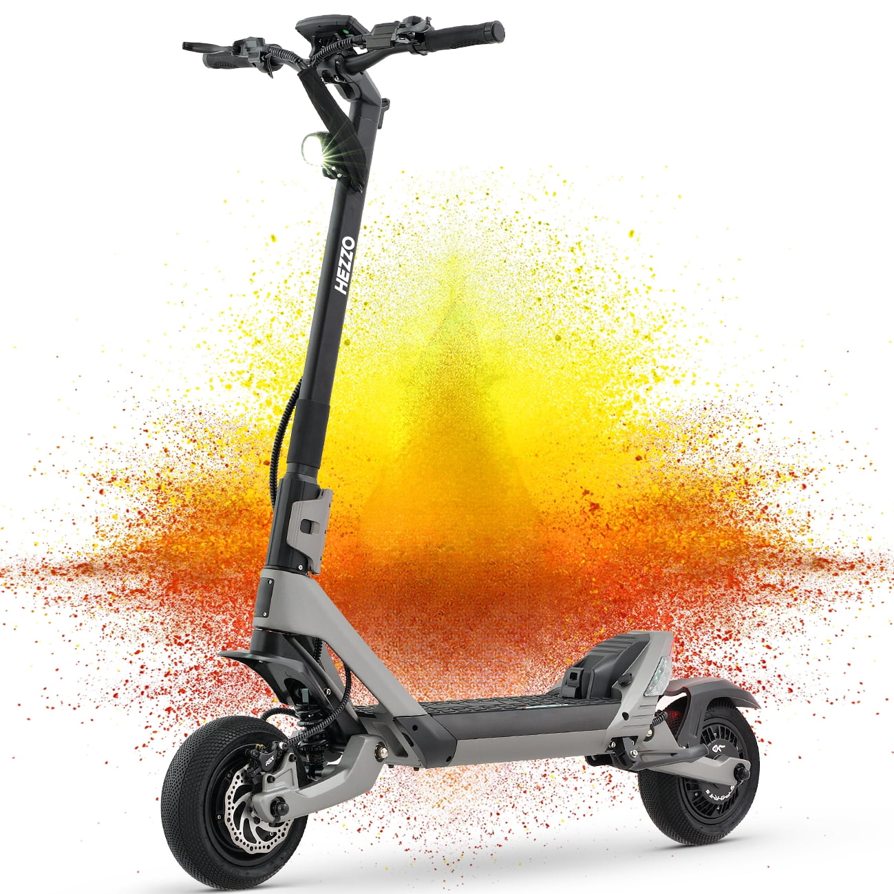 HEZZO F6 Electric Scooter 1600W Dual Motors 23Ah 60V Battery 38 Miles Long Range Top Speed 10" Tires Portable Folding Commuting Adults Dual Hydraulic Oil Braking System