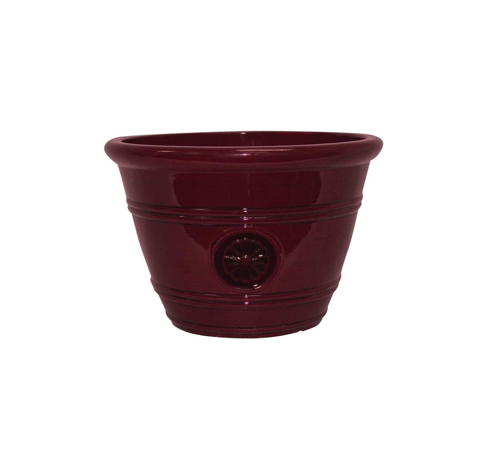 Oxblood Resin 15.25" Modesto Planter for Indoor & Outdoor