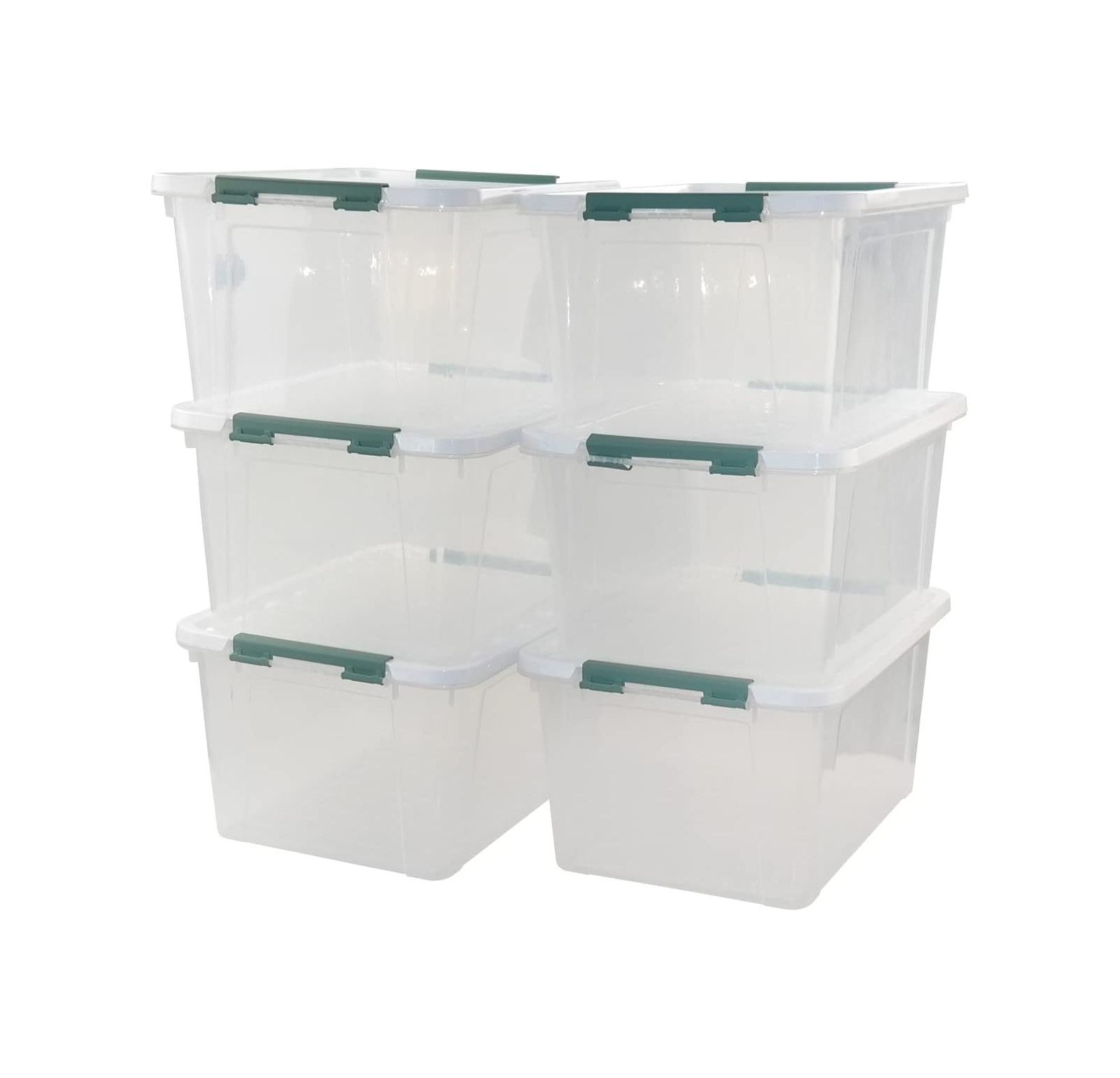 HElectQRIN 20 Quart Clear Plastic Bin with Lid, Latching Storage Box, 6