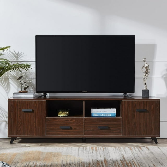 HElectQRIN Century Modern TV Stand for 70 Inch TV, Entertainment