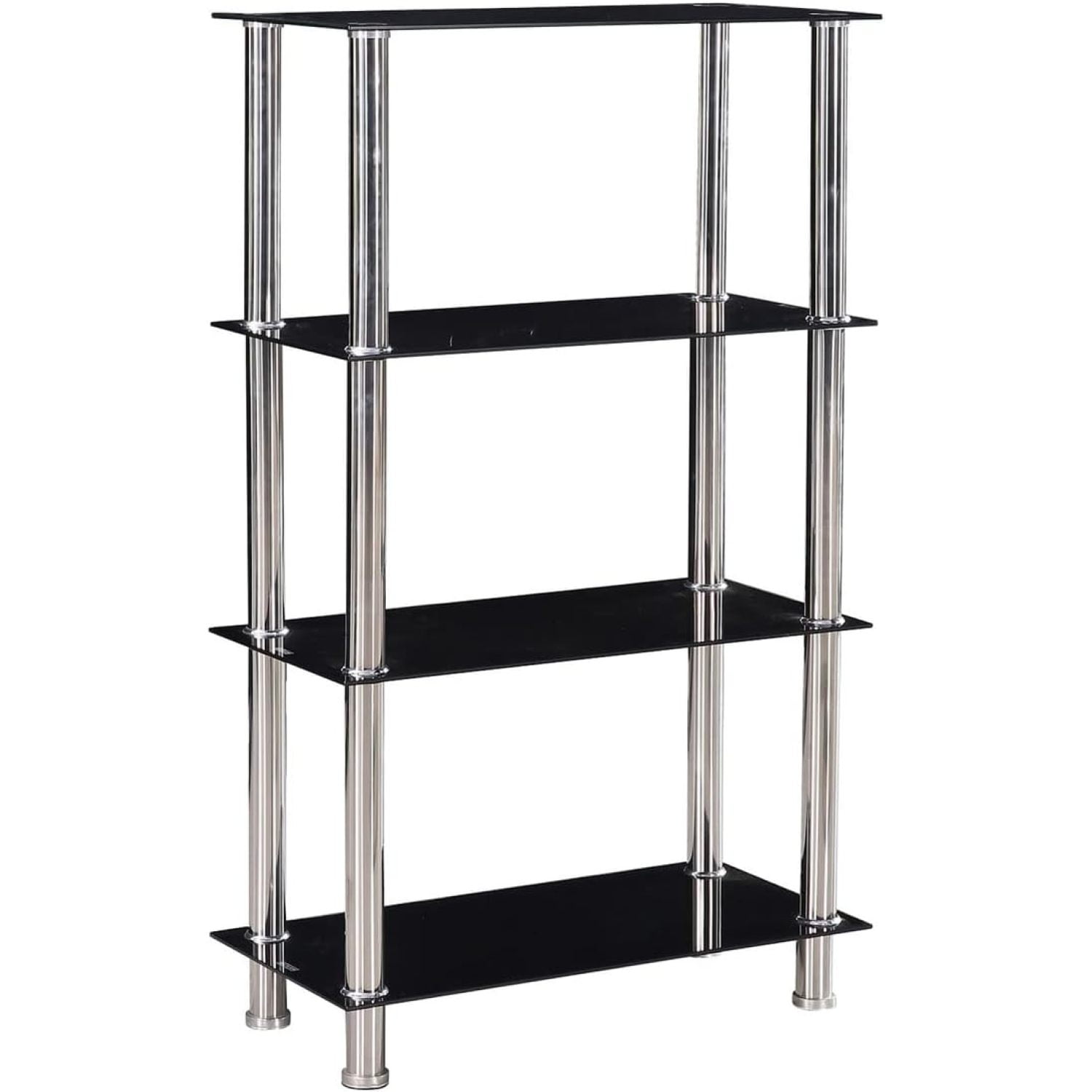 HElectQRIN Decorative Shelves Glass 4 Tier Household Floor Storage