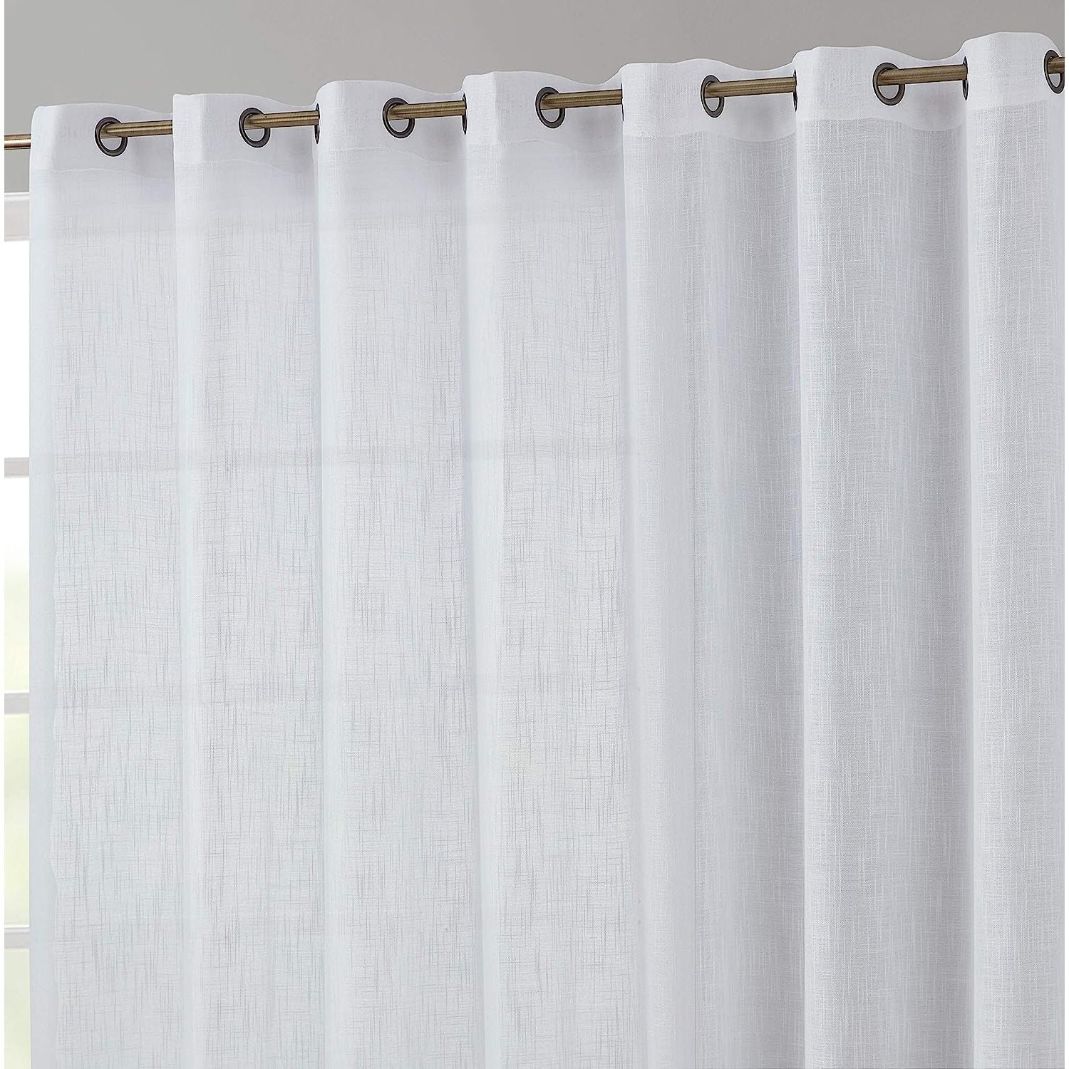 HElectQRIN Faux Linen Semi Sheer Extra Wide Light Filtering Patio Door Grommet Curtain Panel for