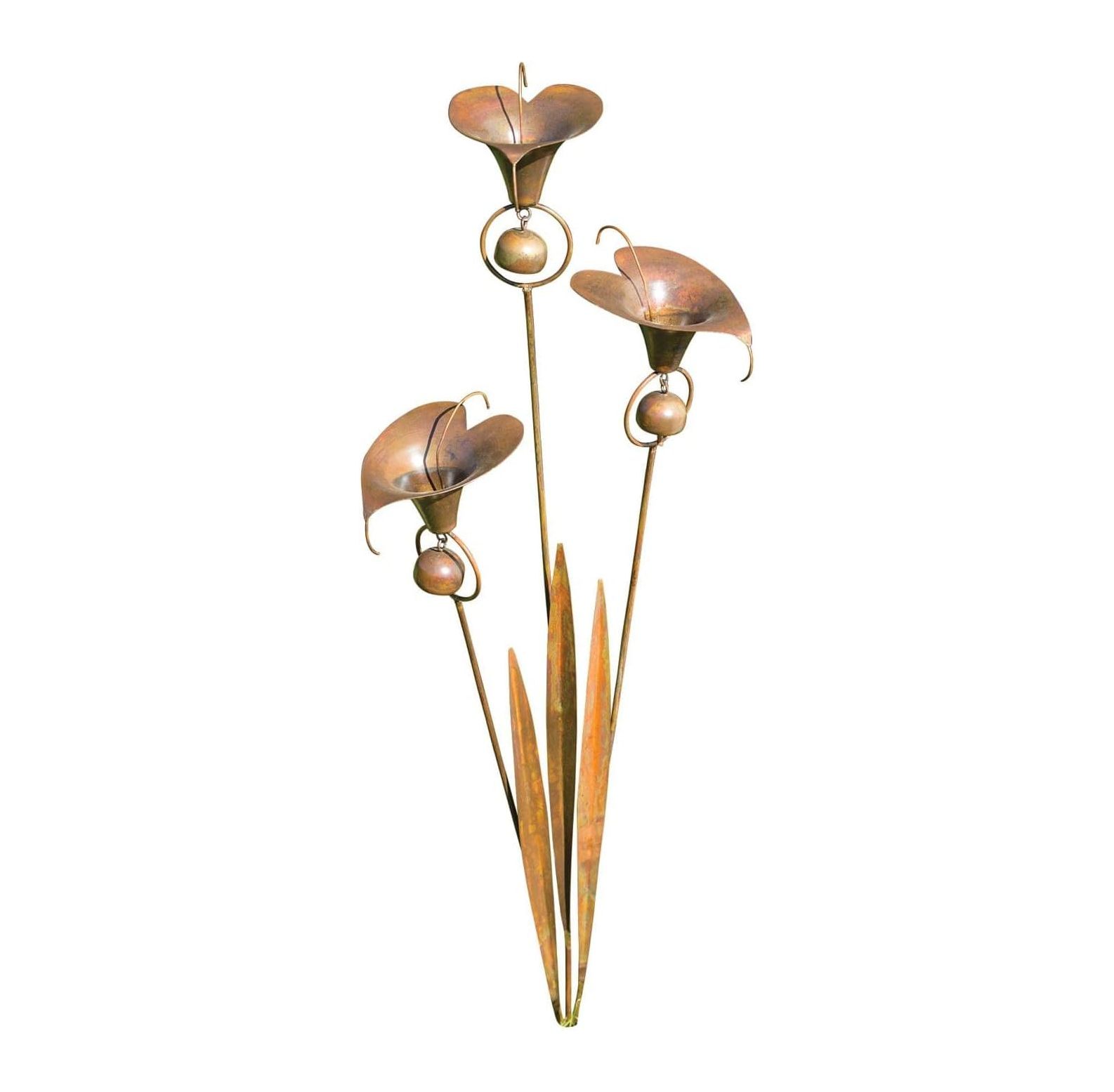 HElectQRIN Flamed Triple Calla Lily Garden Stake