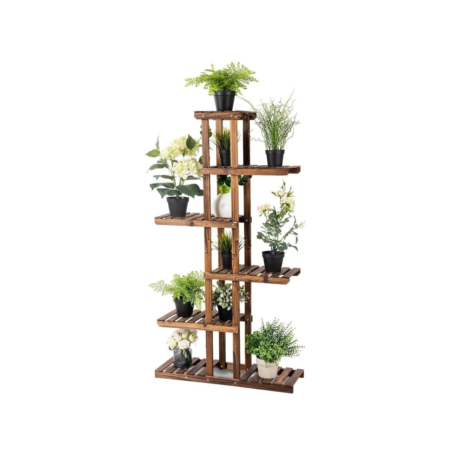 HElectQRIN Plant Stand Flower Rack Wooden 7 Tier Shelves Bonsai Display