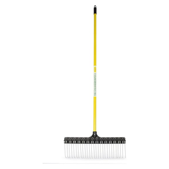 HElectQRIN Rake 55-inch Lightweight Fiberglass Handle, 21-inch Head, Durable Steel Tines for Gardening, De-Thatching or Professional Landscaping