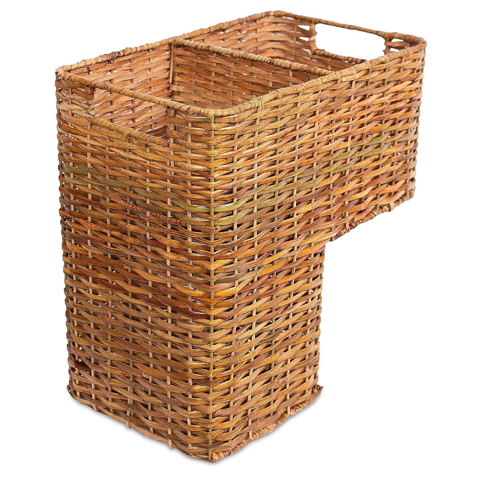 HElectQRIN Stair Basket for Staircases Wicker Woven Storage Bin for
