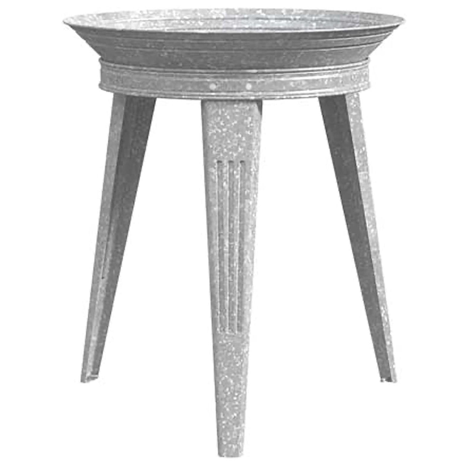 Gray Galvanized Metal Bird Bath with Pedestal Stand