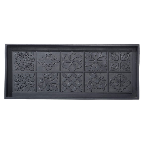 HF by LT Tile Design Deluxe Rubber Boot-Tray, 34 x 14 inches, Heavy Duty Vulcanized Rubber, One-Piece Seamless Construction, Year Round Use Indoors or Outdoors, Black