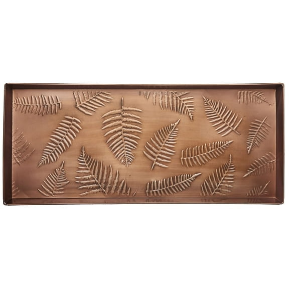 HF by LT Ferns Pattern Metal Boot Tray, 30 x 13 inches, Antique Copper Finish