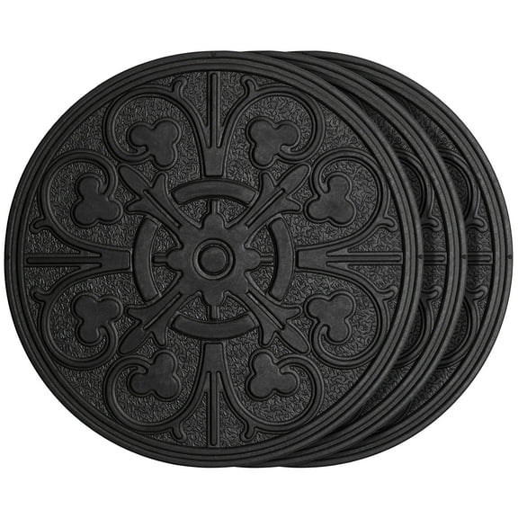 HF by LT Rubber Compass Scroll Garden Stepping Stone, 11-3/4 inches, Black, Set of 3